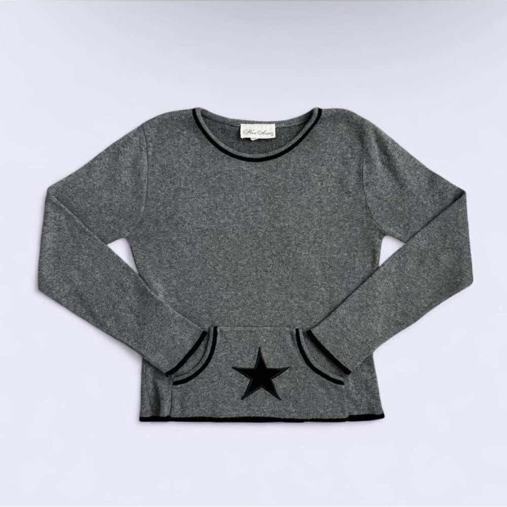 Vintage 90s Gray Crewneck Sweater Knit Avenue Star Pocket Size M USA